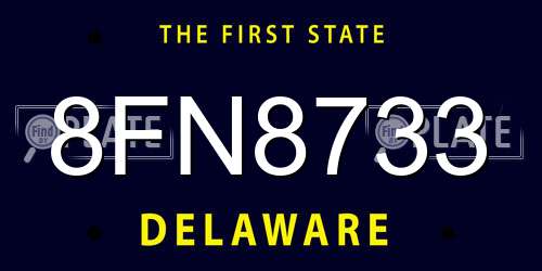 8FN8733 Delaware License Plate