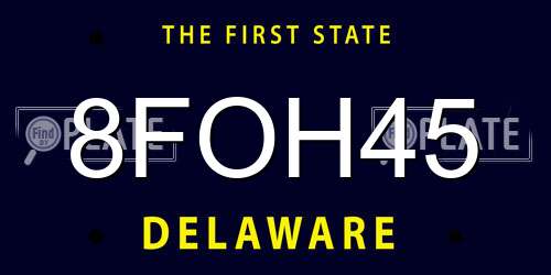 8FOH45 Delaware License Plate