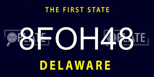 8FOH48 Delaware License Plate