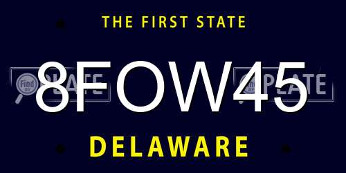 8FOW45 Delaware License Plate