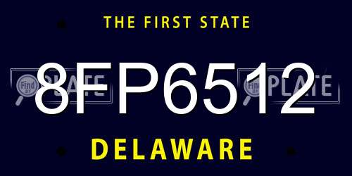 8FP6512 Delaware License Plate