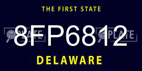 8FP6812 Delaware License Plate