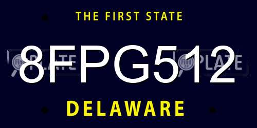 8FPG512 Delaware License Plate