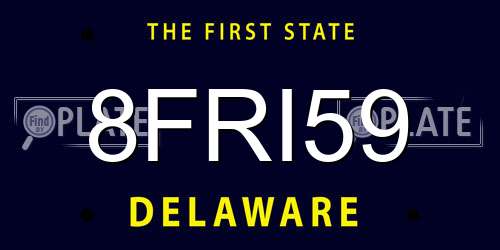 8FRI59 Delaware License Plate