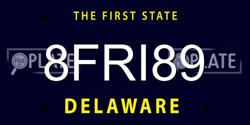 8FRI89 Delaware License Plate