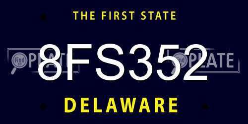 8FS352 Delaware License Plate
