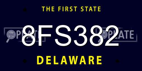 8FS382 Delaware License Plate