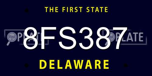 8FS387 Delaware License Plate