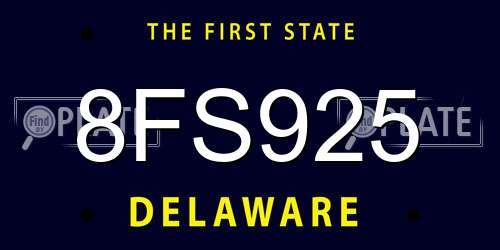 8FS925 Delaware License Plate