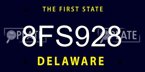 8FS928 Delaware License Plate