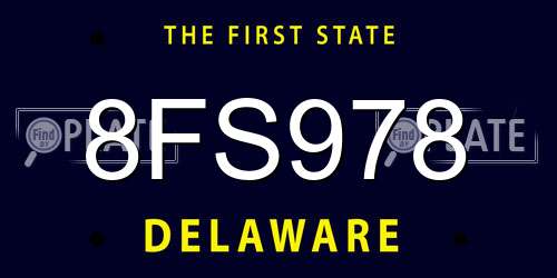 8FS978 Delaware License Plate