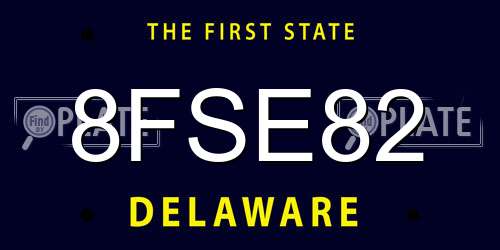 8FSE82 Delaware License Plate