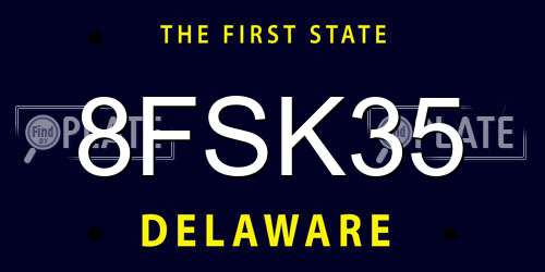 8FSK35 Delaware License Plate