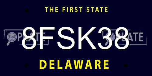 8FSK38 Delaware License Plate
