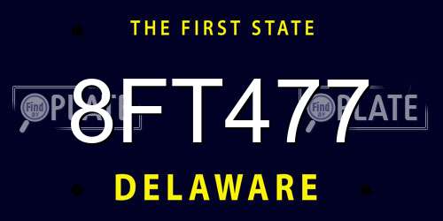 8FT477 Delaware License Plate