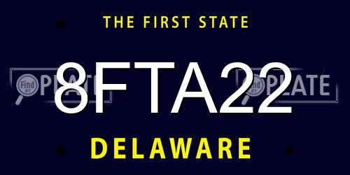 8FTA22 Delaware License Plate
