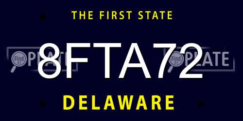 8FTA72 Delaware License Plate