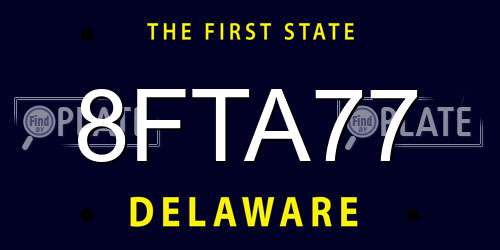 8FTA77 Delaware License Plate