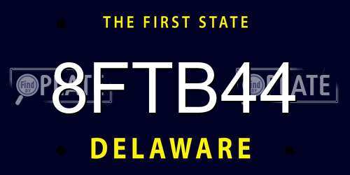 8FTB44 Delaware License Plate
