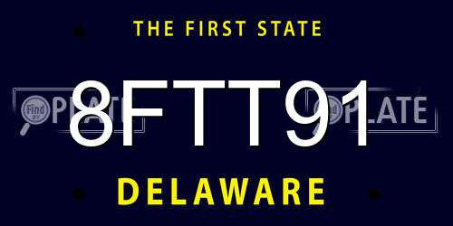 8FTT91 Delaware License Plate