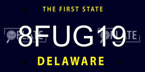 8FUG19 Delaware License Plate