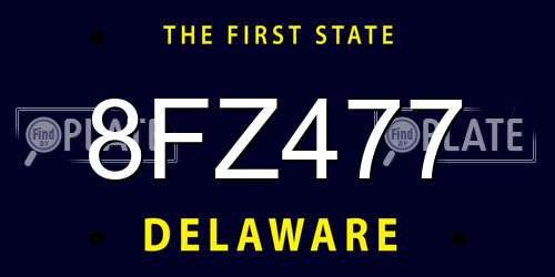 8FZ477 Delaware License Plate