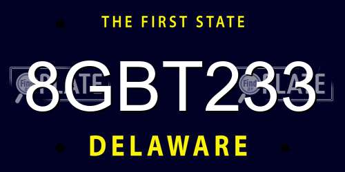 8GBT233 Delaware License Plate
