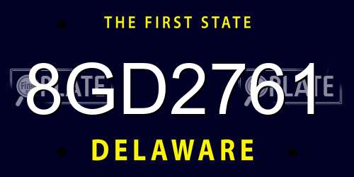 8GD2761 Delaware License Plate