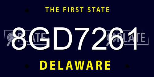 8GD7261 Delaware License Plate
