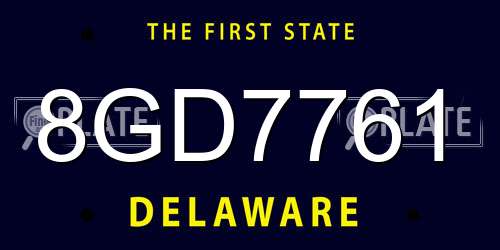 8GD7761 Delaware License Plate