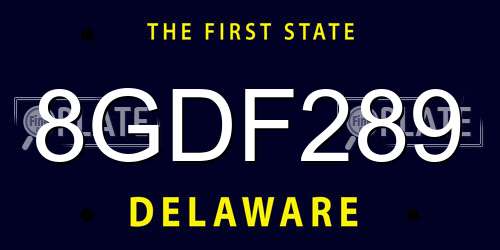 8GDF289 Delaware License Plate