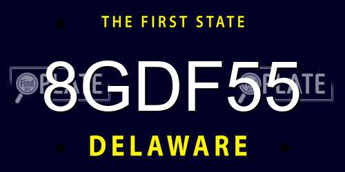 8GDF55 Delaware License Plate