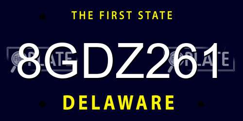 8GDZ261 Delaware License Plate