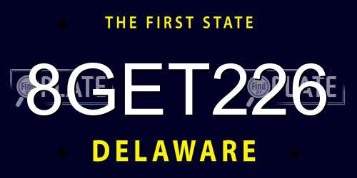 8GET226 Delaware License Plate