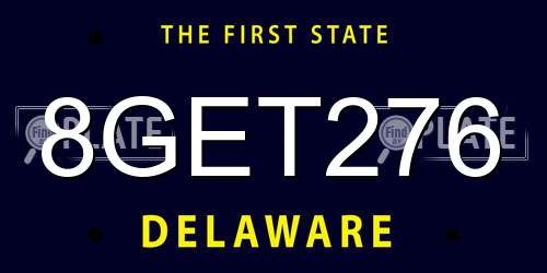 8GET276 Delaware License Plate