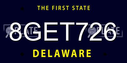 8GET726 Delaware License Plate