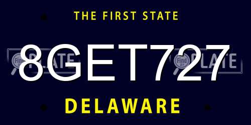 8GET727 Delaware License Plate