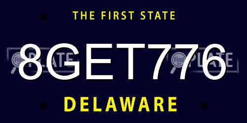 8GET776 Delaware License Plate
