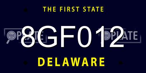 8GF012 Delaware License Plate