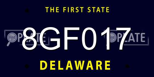 8GF017 Delaware License Plate