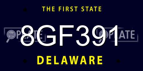 8GF391 Delaware License Plate