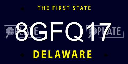 8GFQ17 Delaware License Plate