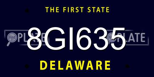 8GI635 Delaware License Plate
