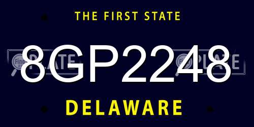 8GP2248 Delaware License Plate
