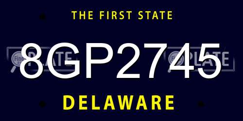 8GP2745 Delaware License Plate