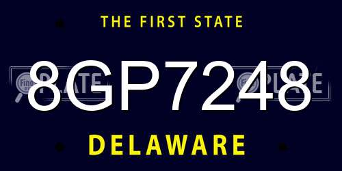 8GP7248 Delaware License Plate