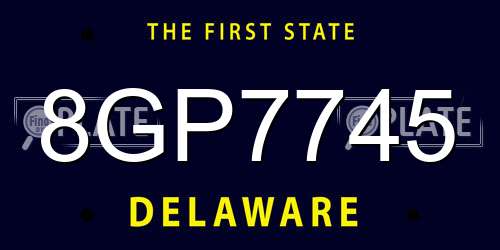 8GP7745 Delaware License Plate