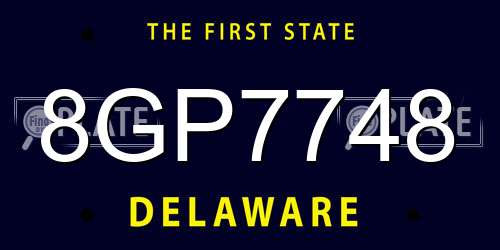 8GP7748 Delaware License Plate