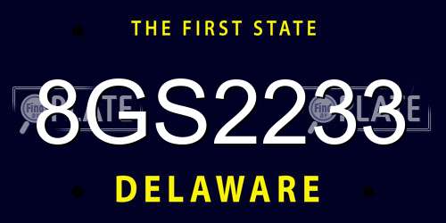 8GS2233 Delaware License Plate