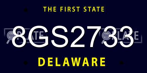 8GS2733 Delaware License Plate